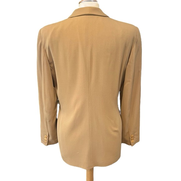 VTG Giorgio Armani Blazer Women 44 Beige One Button Wool Tailored Corporate Core - Picture 4 of 11